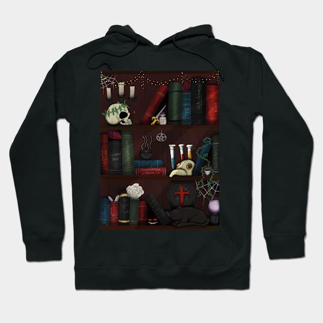 Bookshelf of WitchCraft and Oddities Hoodie by ZombieCheshire